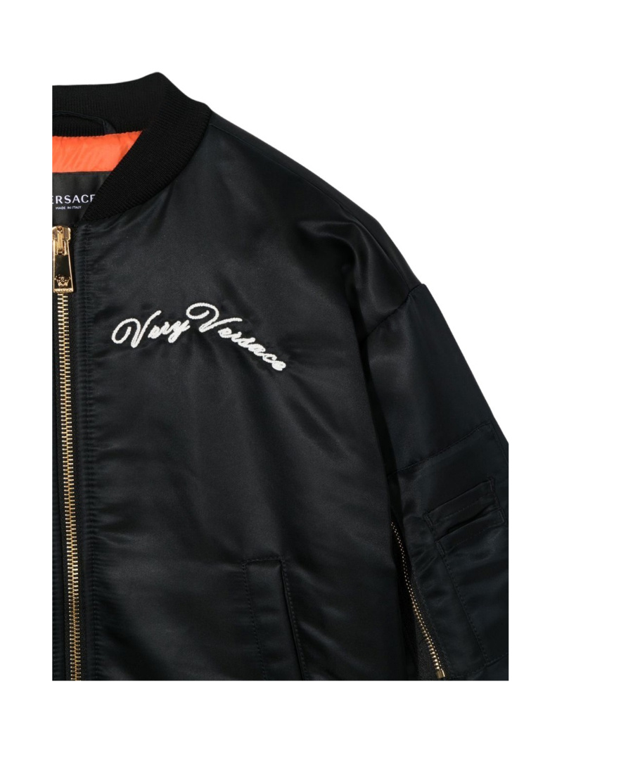 Versace Donatella Embroidery Bomber Jacket In Black