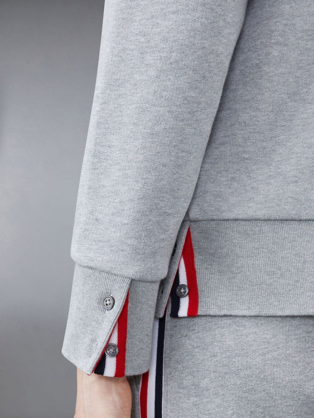Thom Browne Center-back Stripe Zip-up Hoodie In Gray