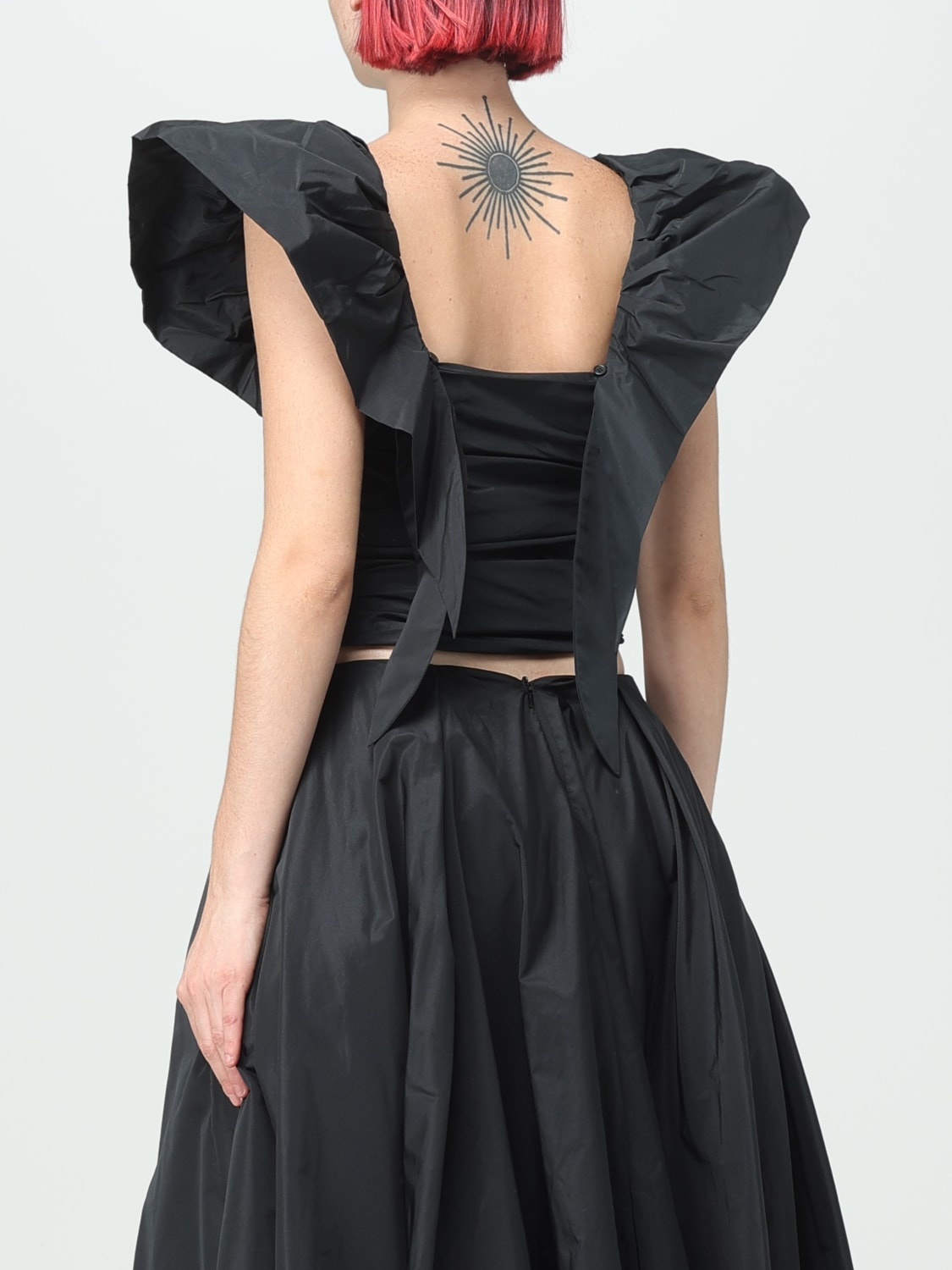 Pinko Pleated Square Collar Blouse In Animal Print