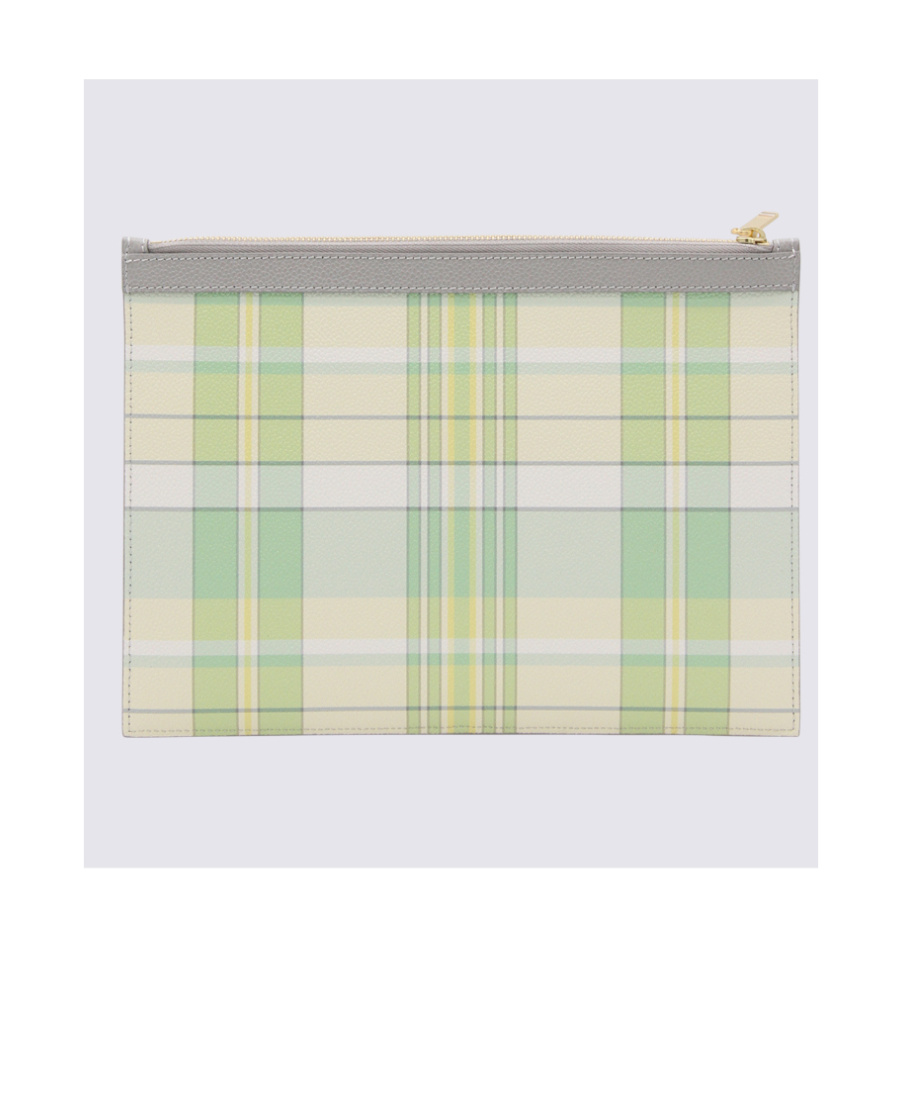 THOM BROWNE PLAID-CHECK PRINT CLUTCH BAG