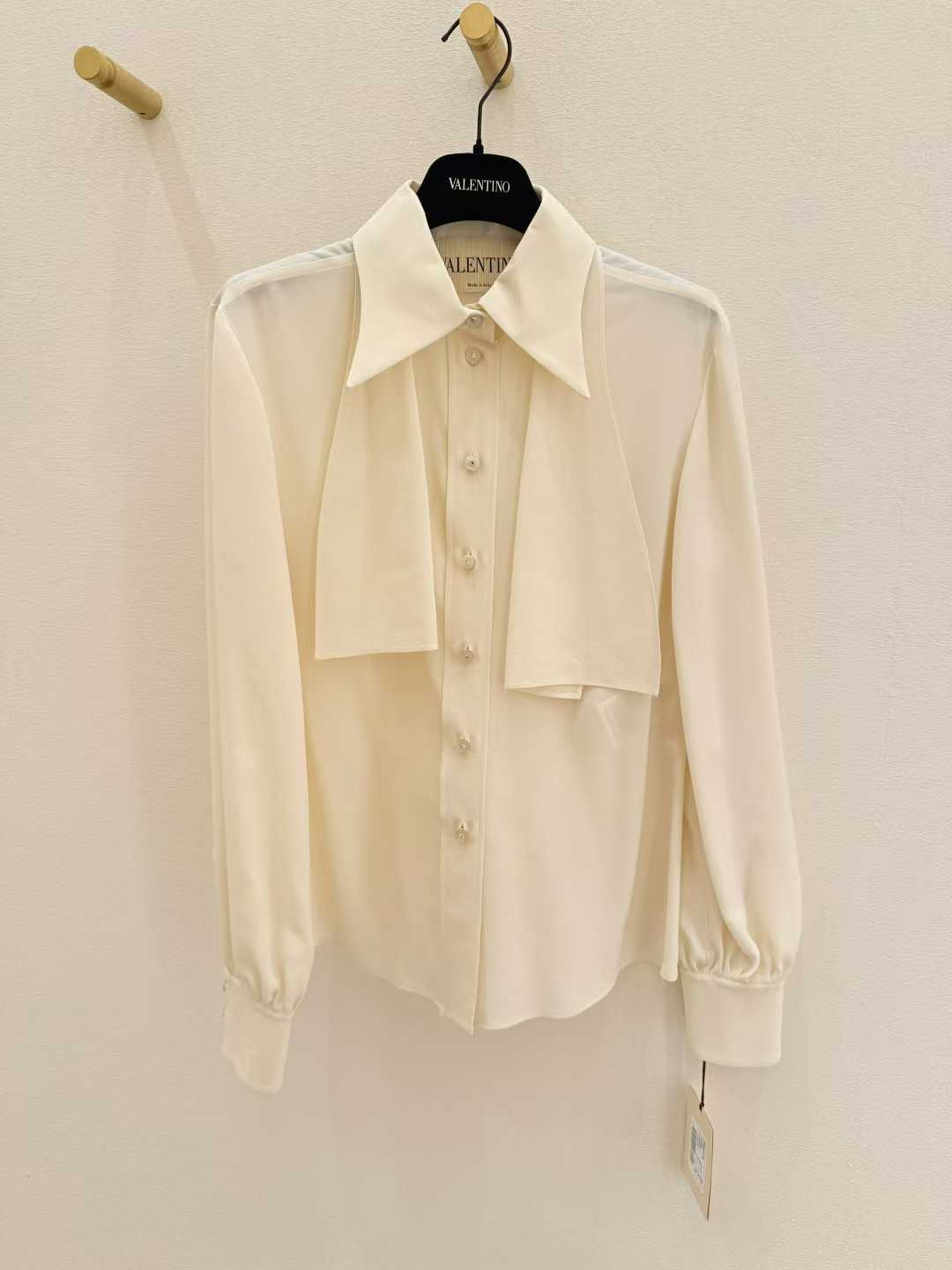 Valentino Crepe De Chine Shirt In Neutral