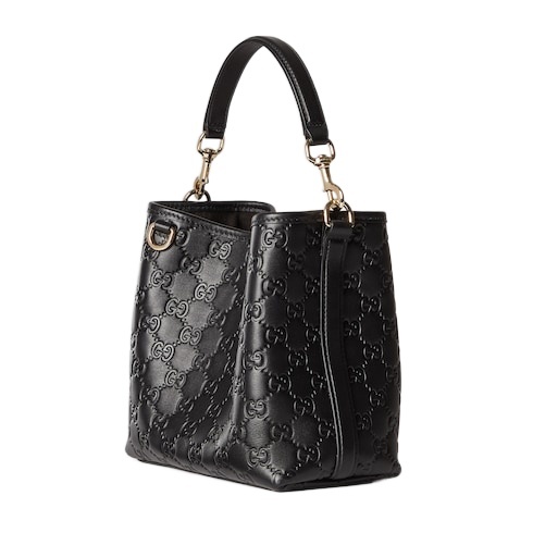 Gucci Gg Emblem Small Leather Bucket Bag