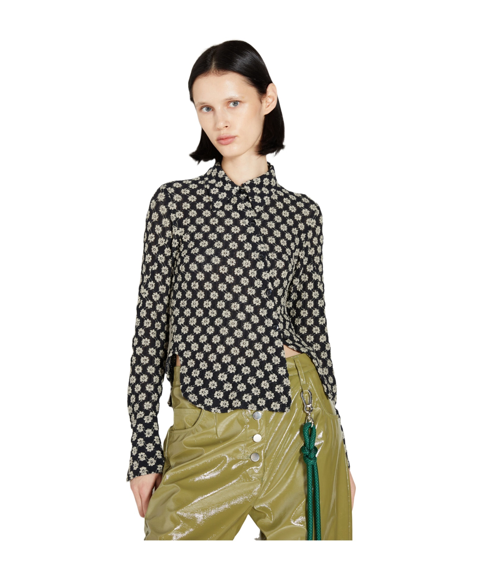 Song For The Mute Lace Twisted Shirt In Black