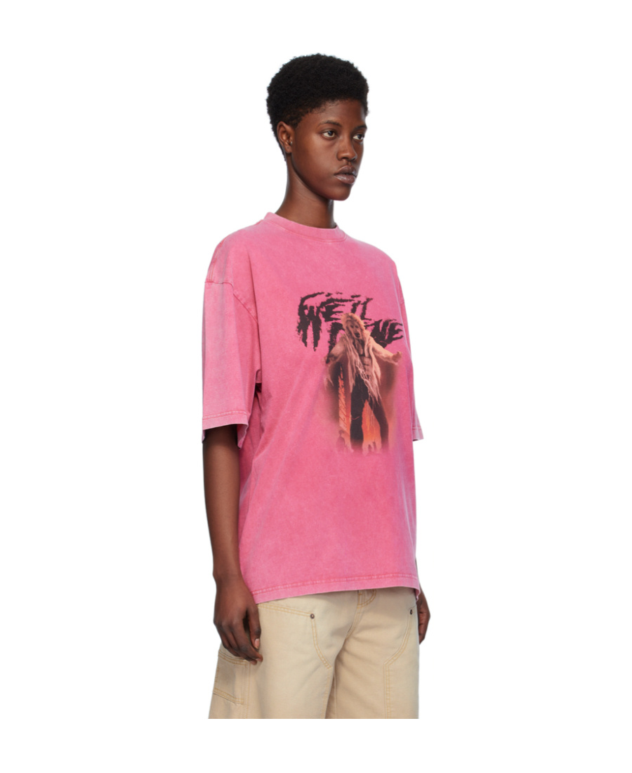 We11 Done Graphic-print Cotton T-shirt In Pink
