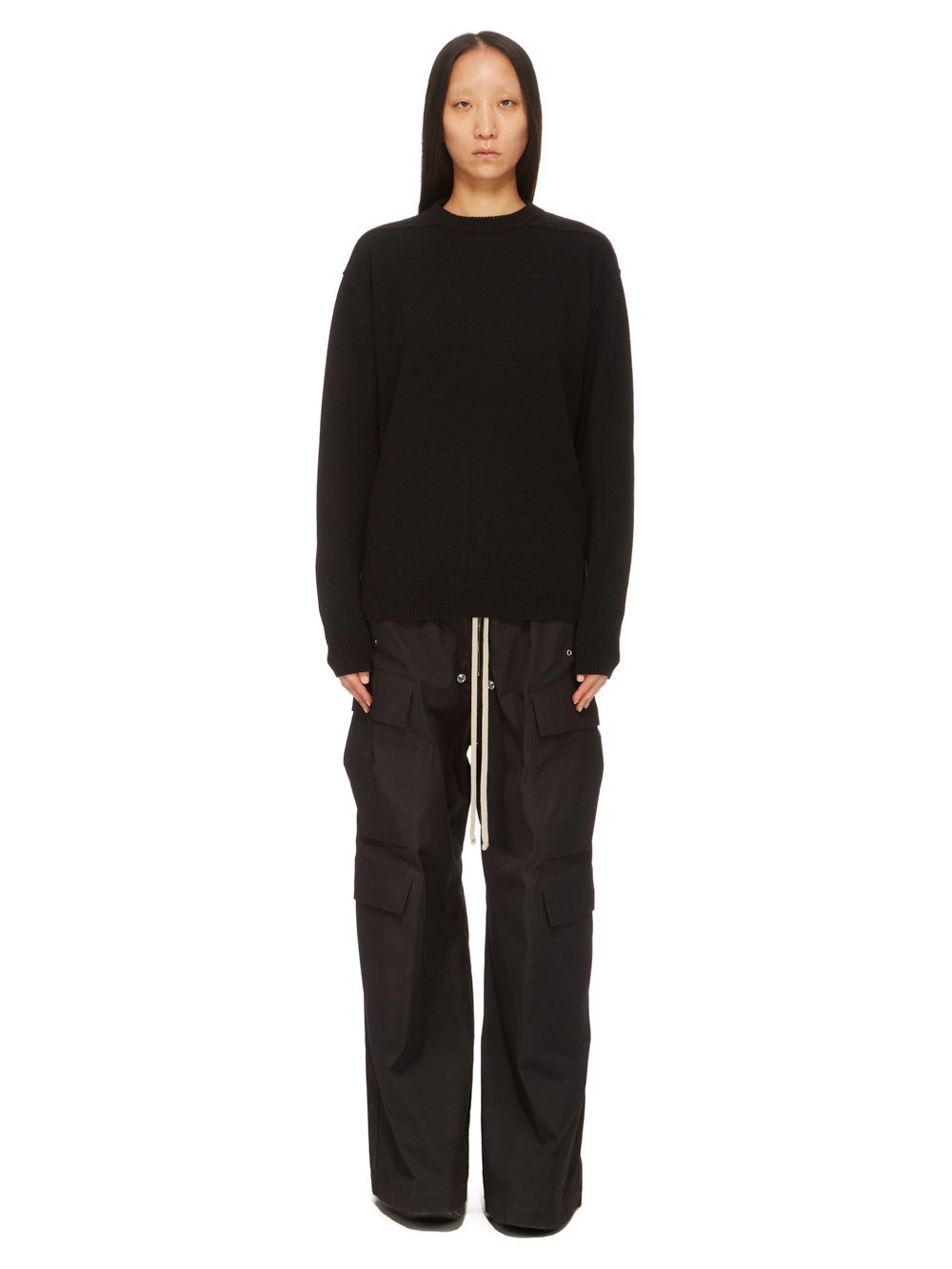 Rick Owens Black Concordians Tommy Ls Sweater In Black