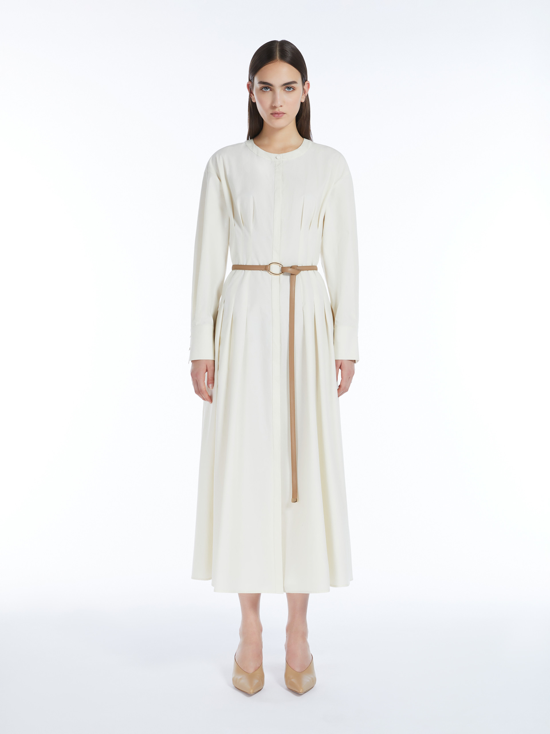 Max Mara Long-sleeved Dress In White