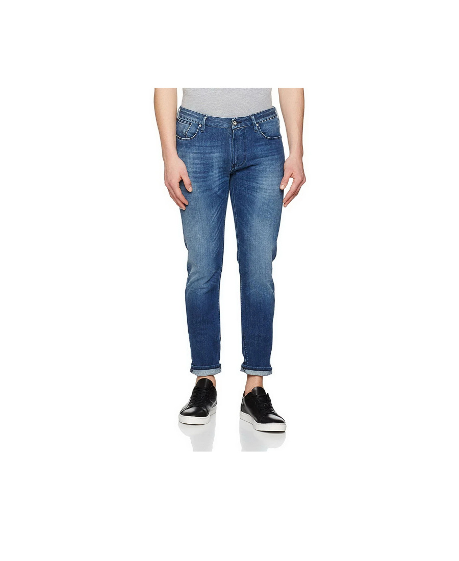 Armani Jeans Logo Jeans In Blue