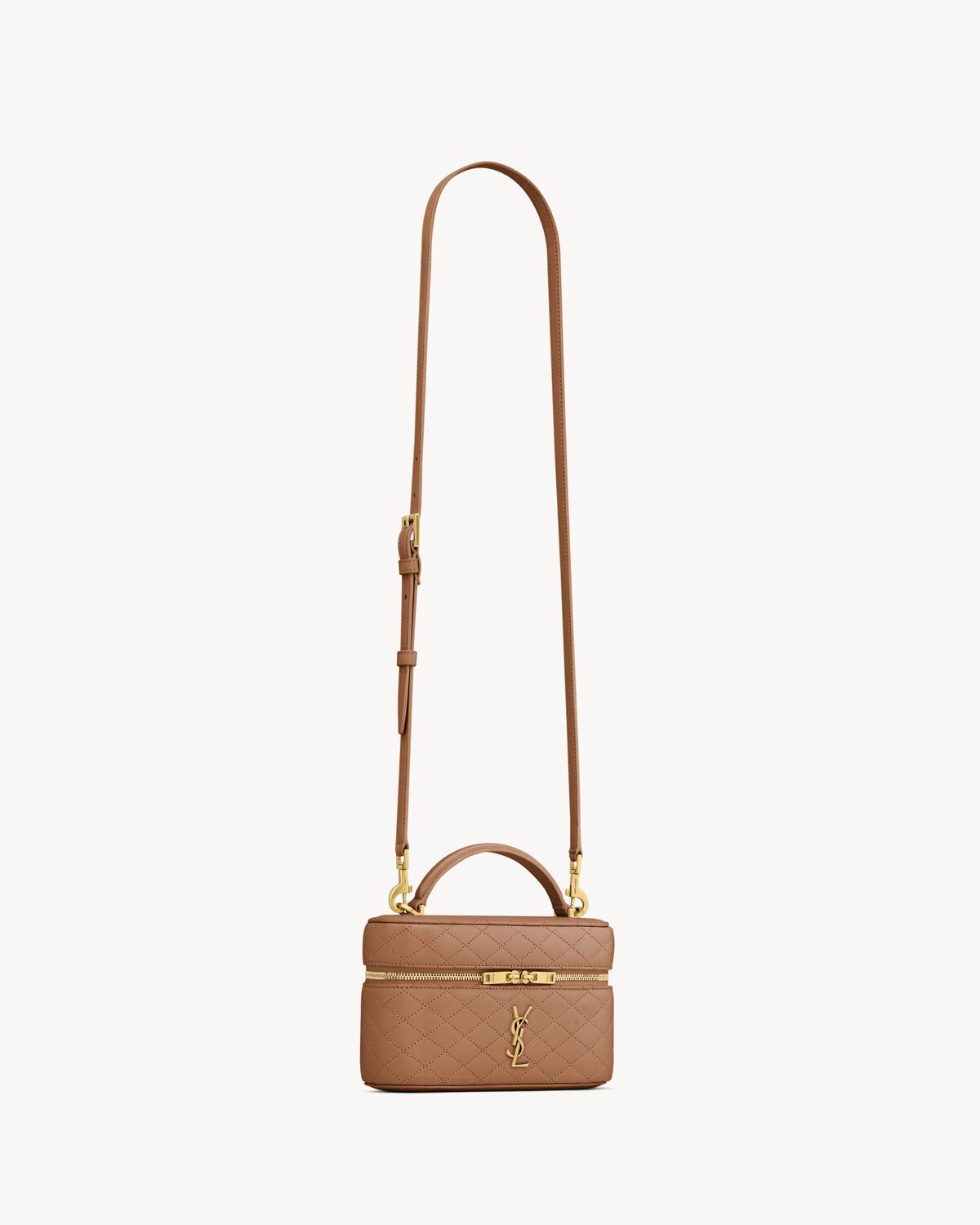 Saint Laurent Gaby Vanity Bag In Lambskin In Brown