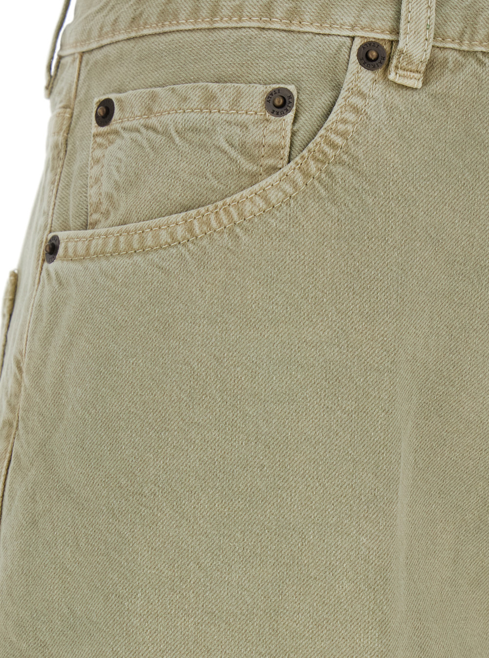Haikure Bethany Green Jeans With Logo Patch On The Back In Cotton Twill Woman In Nude
