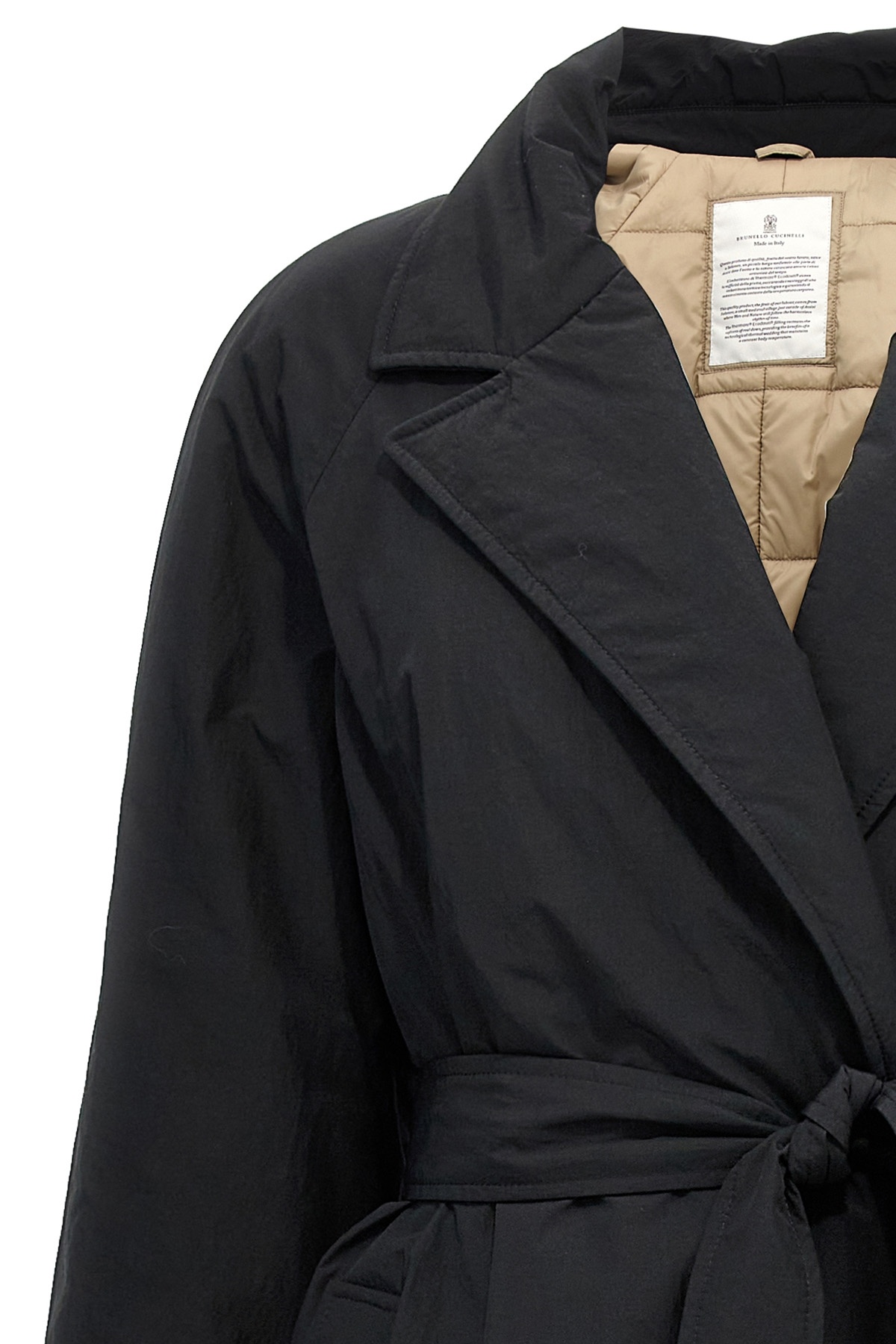 Brunello Cucinelli Padded Long Belt Down Jacket In Black