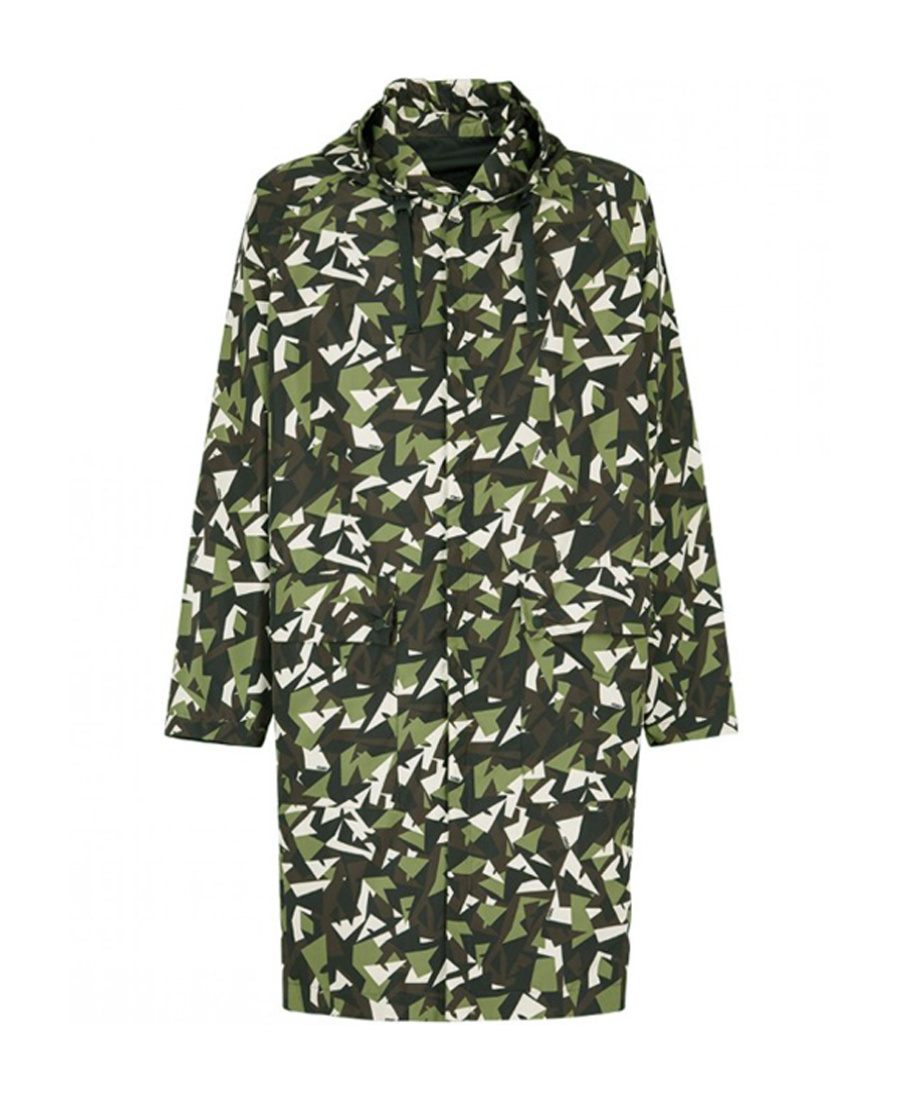 Fendi Medium And Long Style Camouflage With Hat Casual Jacket In Green