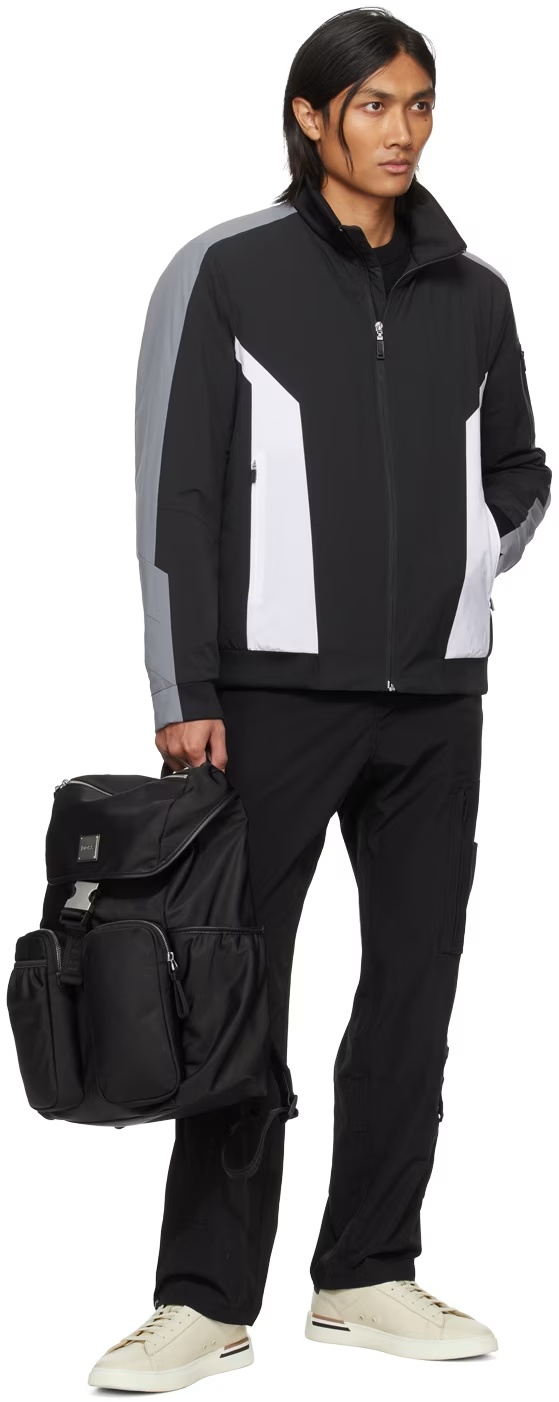 Hugo Boss Branded Sleeve Pocket Spliced Cotton Suit In Black