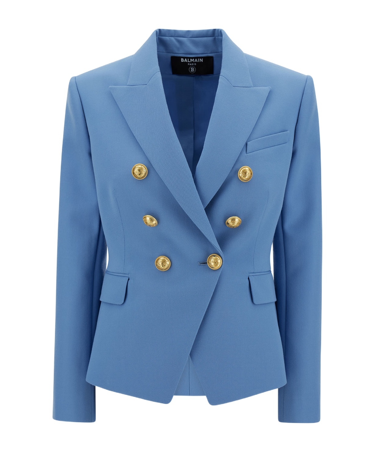 Balmain 6 Btn Grain De Poudre Jacket In Blue