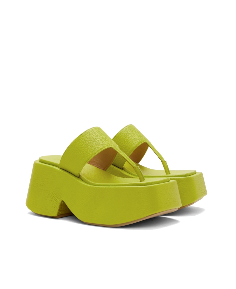 Marsèll Woman Thong Sandal Lime Green Size 8 Soft Leather In Green