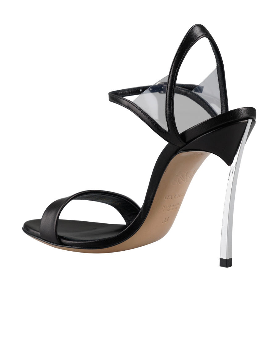 Casadei Black Leather Sandals With Steel Blade Heel In Black