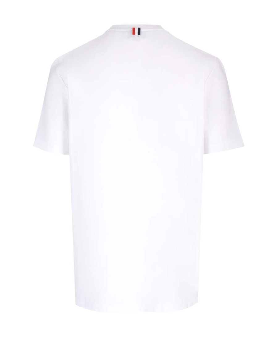 Thom Browne Crewneck T-shirt With Tricolor Intarsia In White