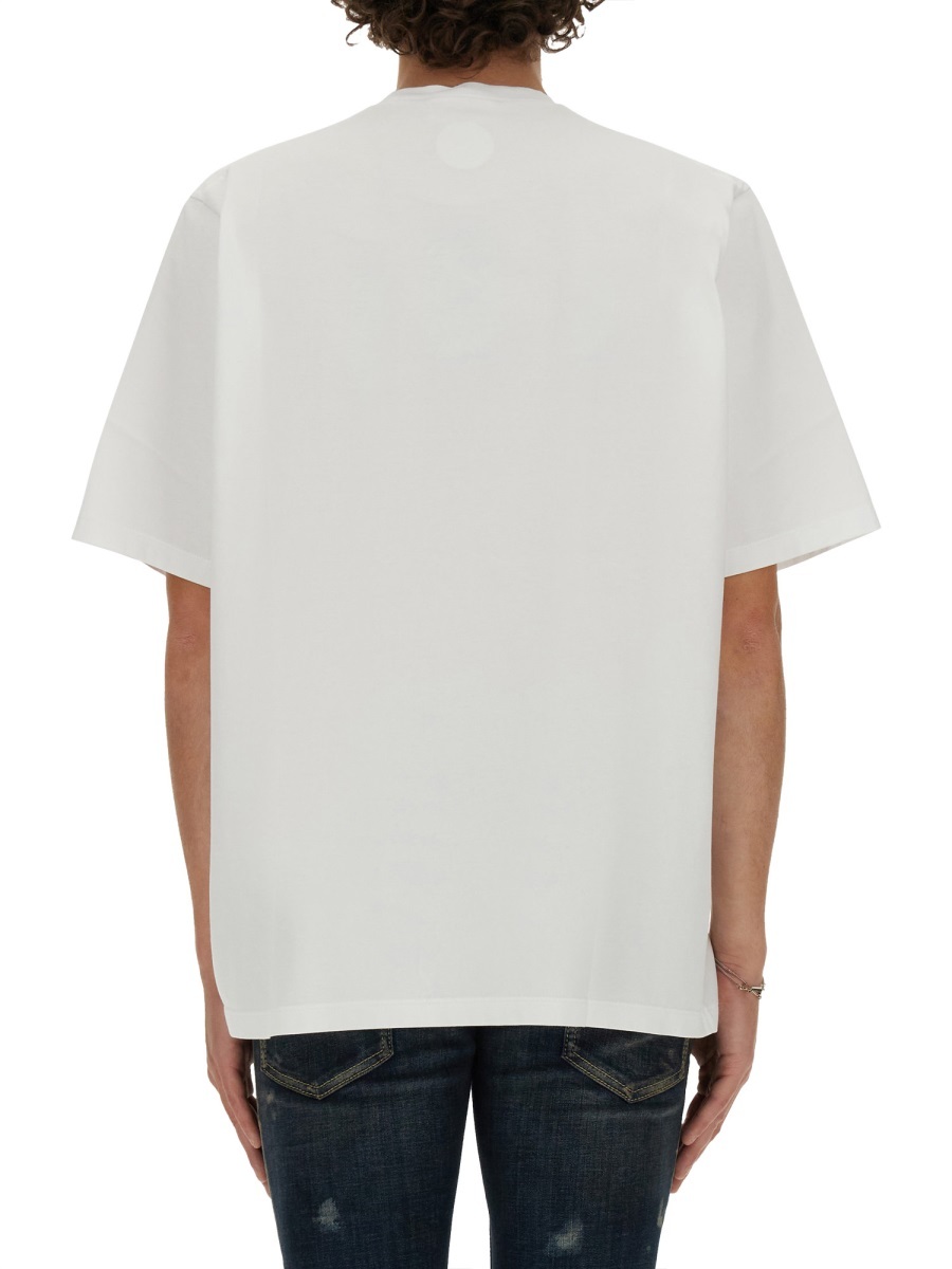 Dsquared2 White Crewneck T-shirt With Dsq2 Logo In Cotone Man In White