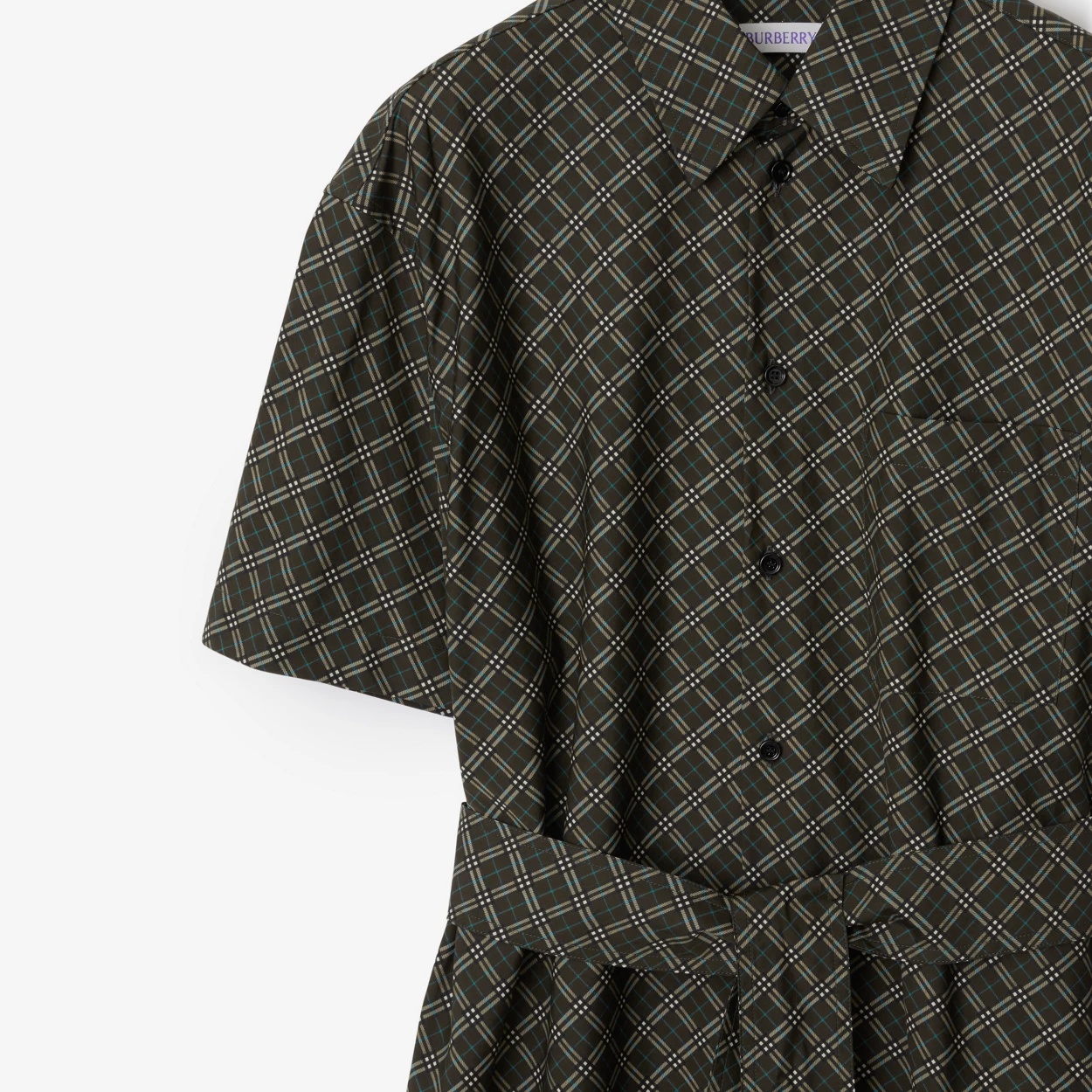 Burberry Check-pattern Cotton Shirt Dress In Snug
