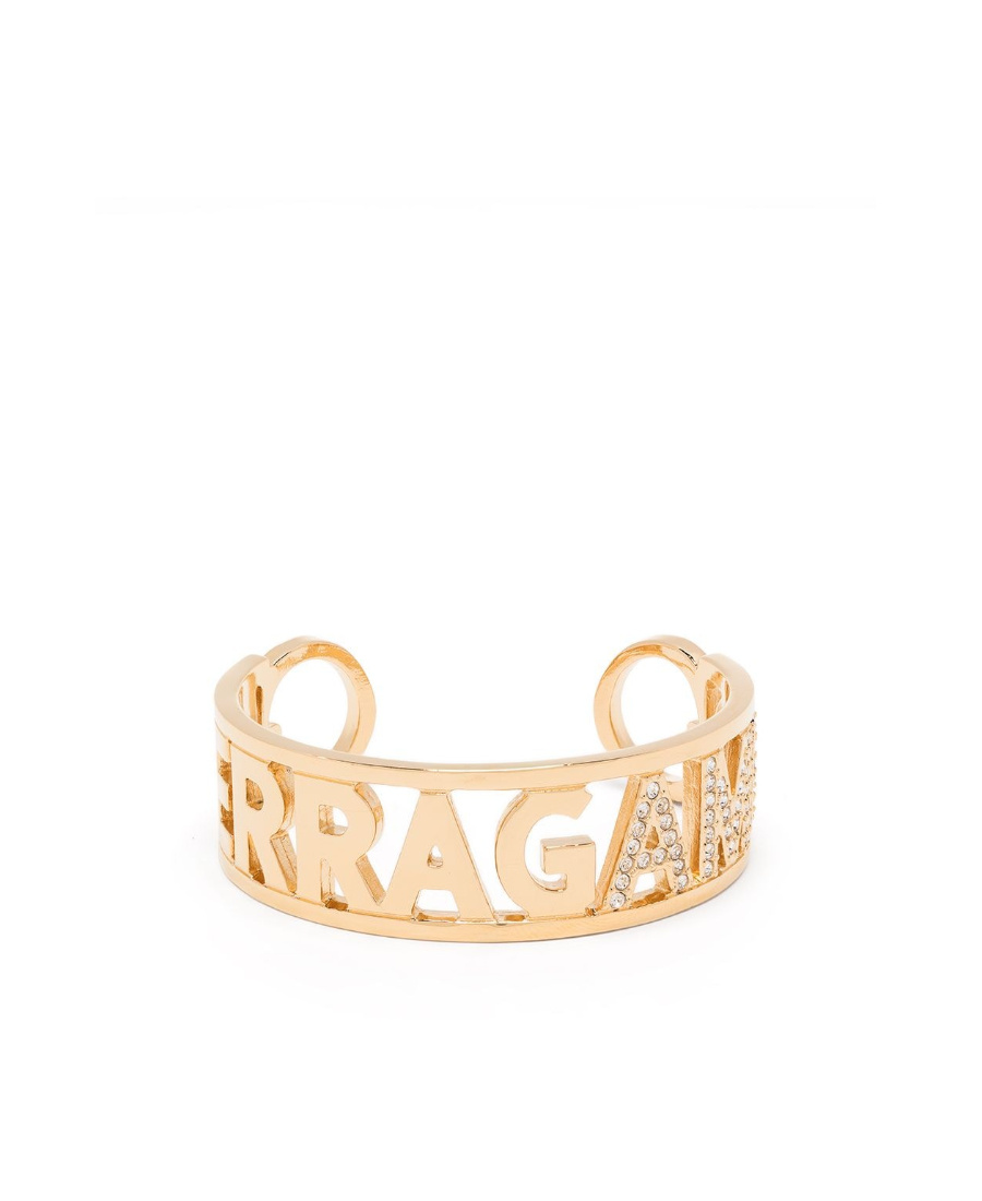 Ferragamo Rhinestone-embellished Cuff Bracelet In Yellow
