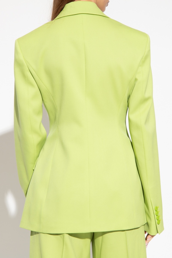 Attico Green Single-breasted Blazer In Yellow