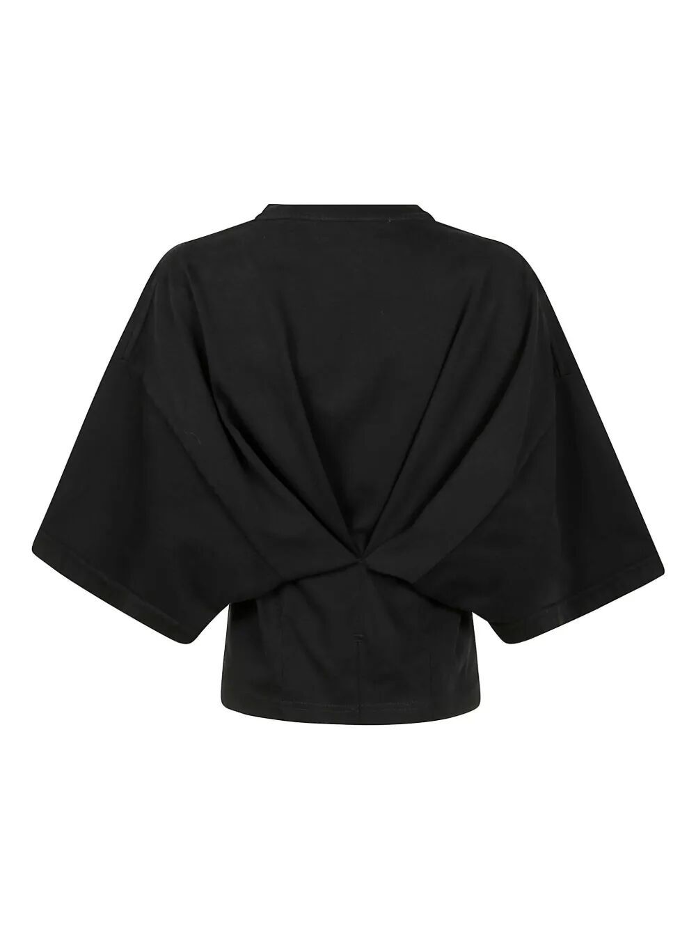 Darkpark Doyle Cropped Draped Short Sleeve Tee In Black