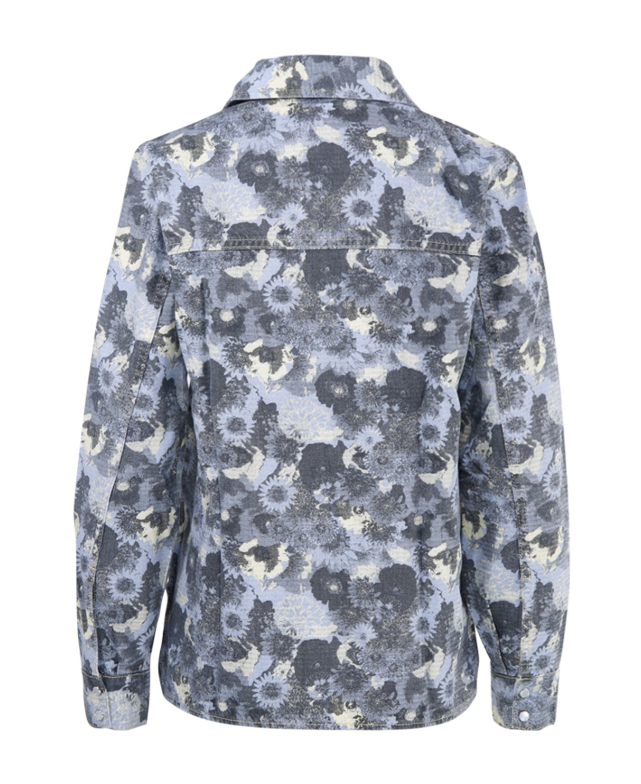 Ganni Logo Long-sleeved Shirt In Gray