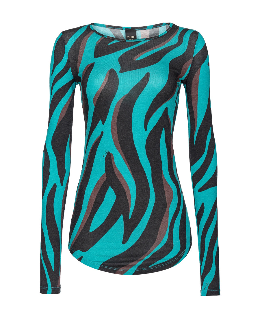 Pinko Zebra-print Round-neck T-shirt In Black