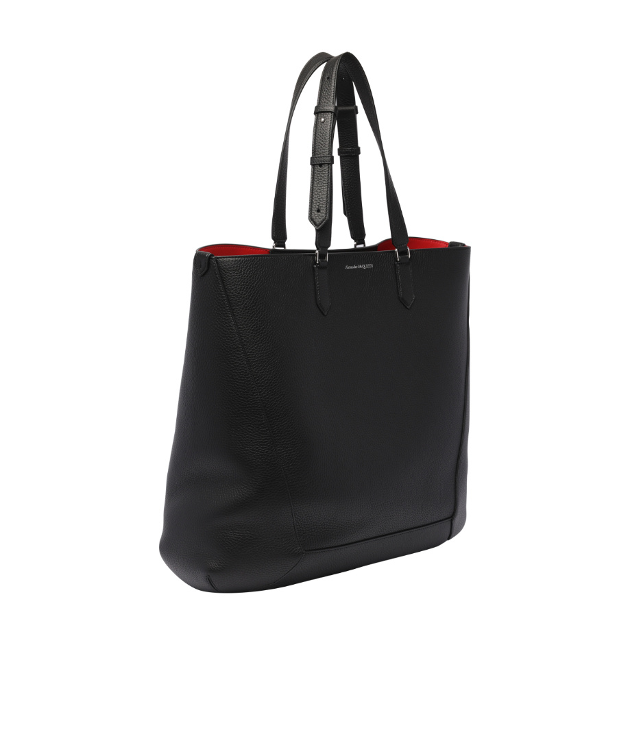 Alexander Mcqueen The Edge Leather Tote Bag In Black