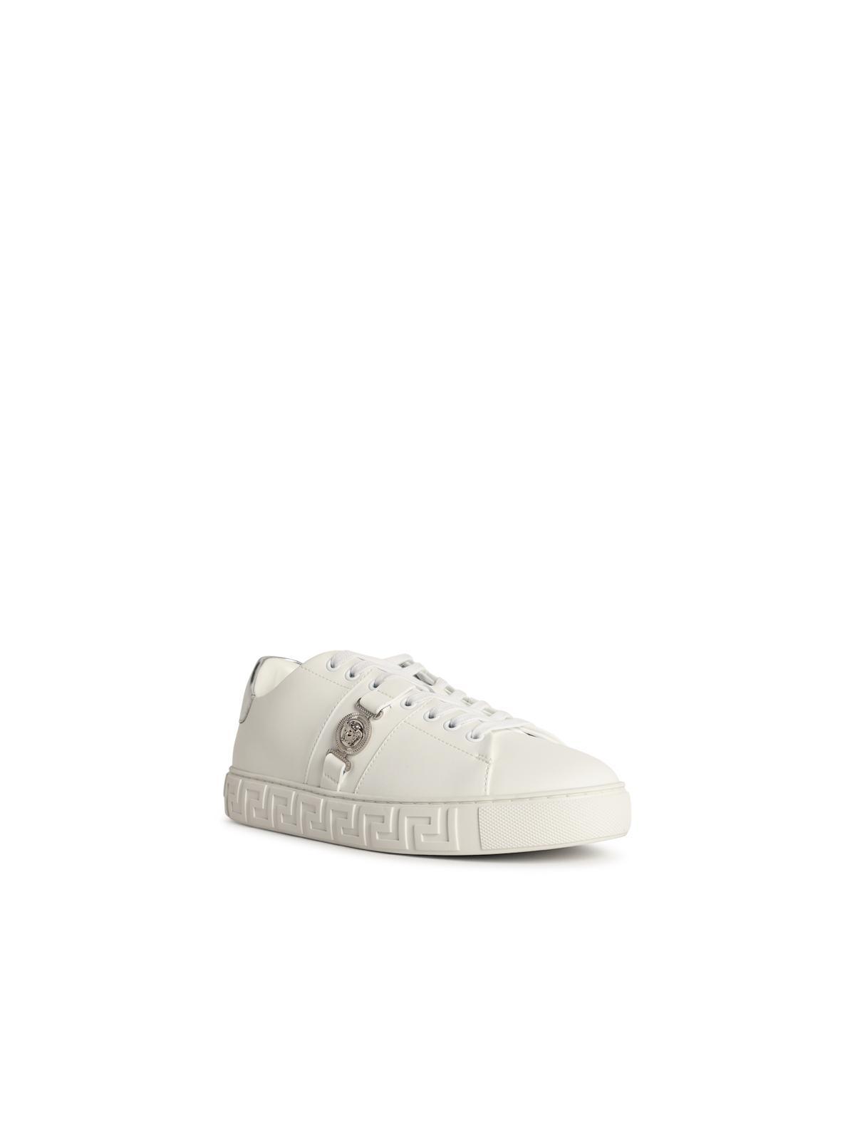 Versace Free Bio White Faux Leather Sneakers In White