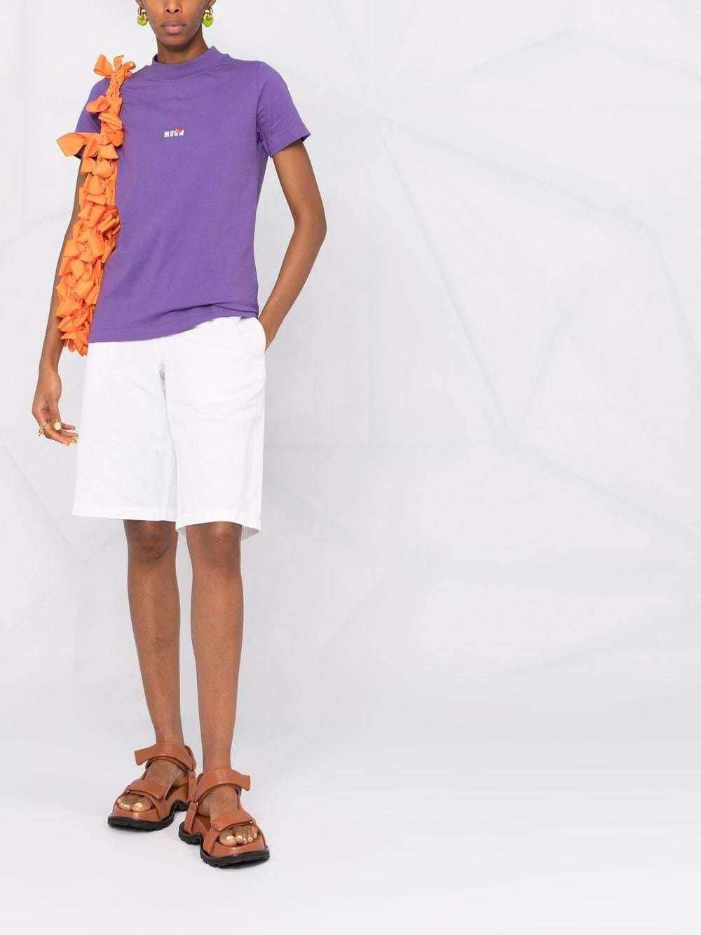 Msgm Logo-print Cotton T-shirt In Purple