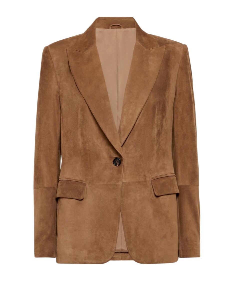 Brunello Cucinelli Leather Jacket In Brown