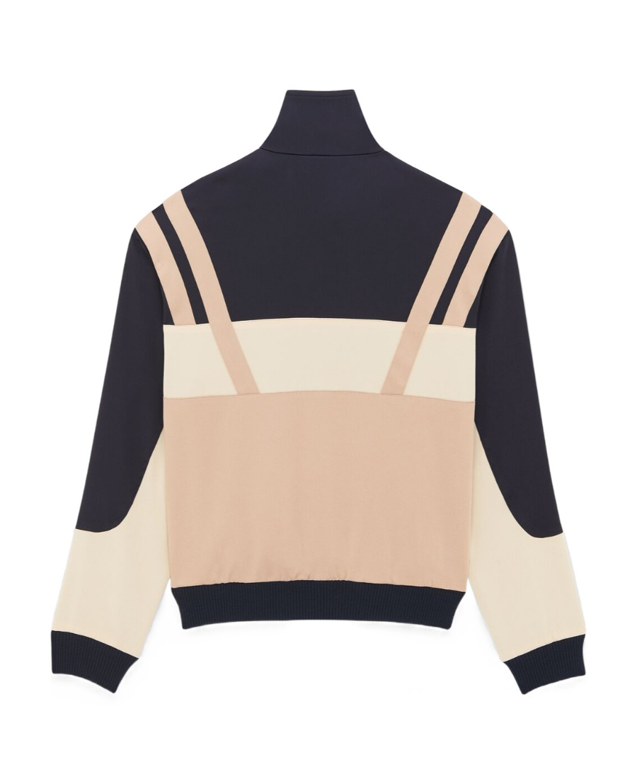 Saint Laurent Panelled Logo Satin Bomber Jacket In Nude