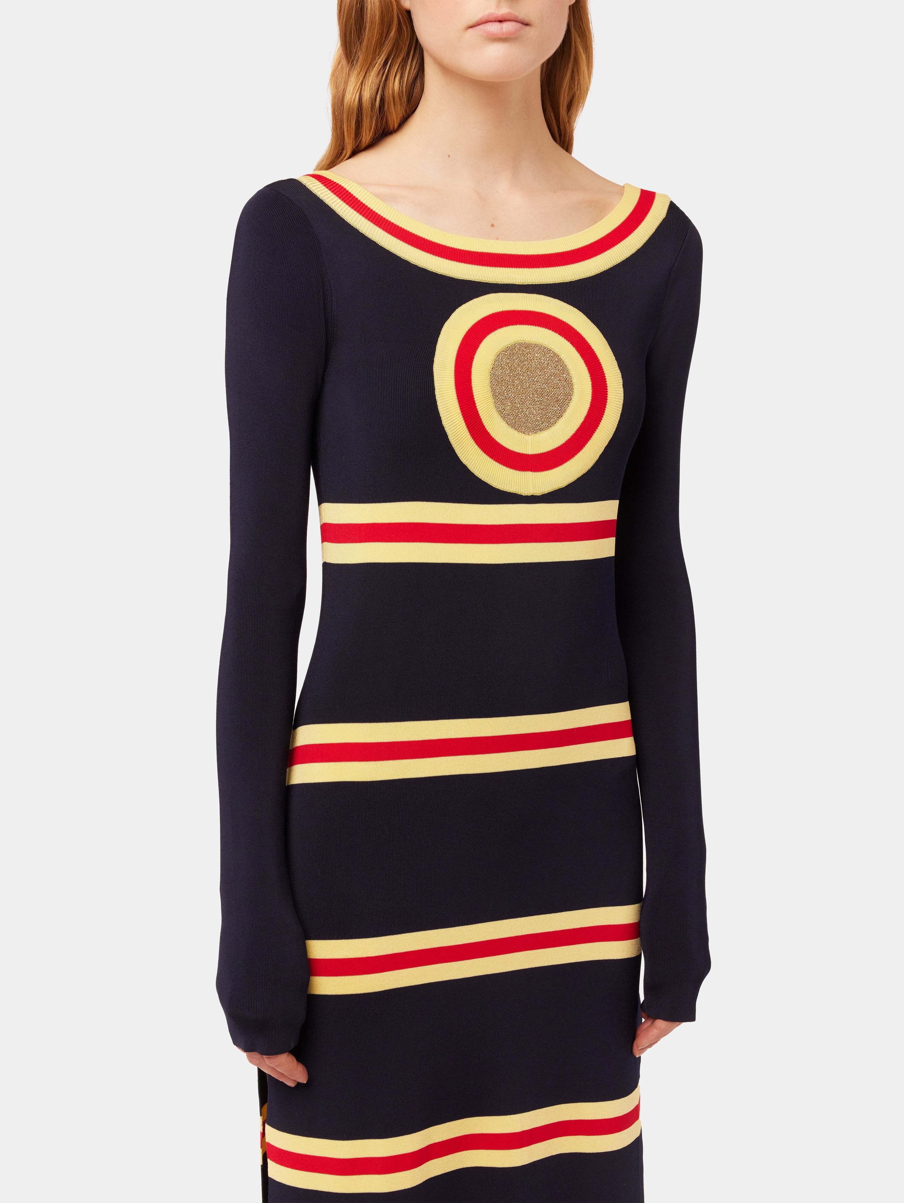 Rabanne Logo Long-sleeved Dress In Black