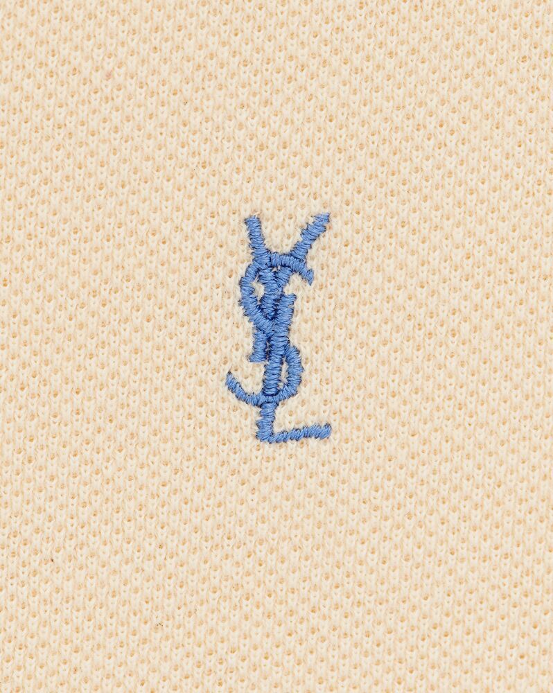 Saint Laurent Cassandre Logo-embroidered Cotton-blend T-shirt In Yellow