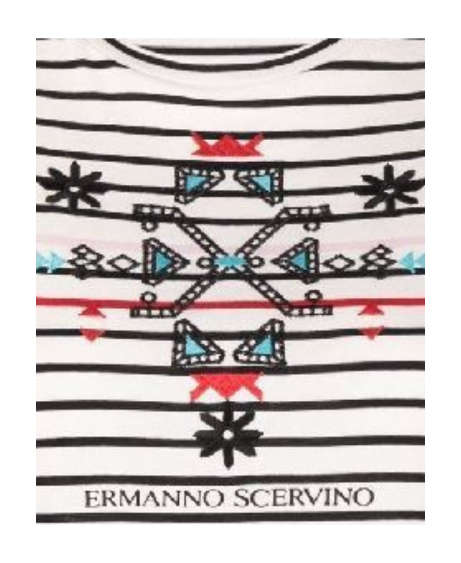 Ermanno Scervino Embroidered-design Stripy Cotton T-shirt In White