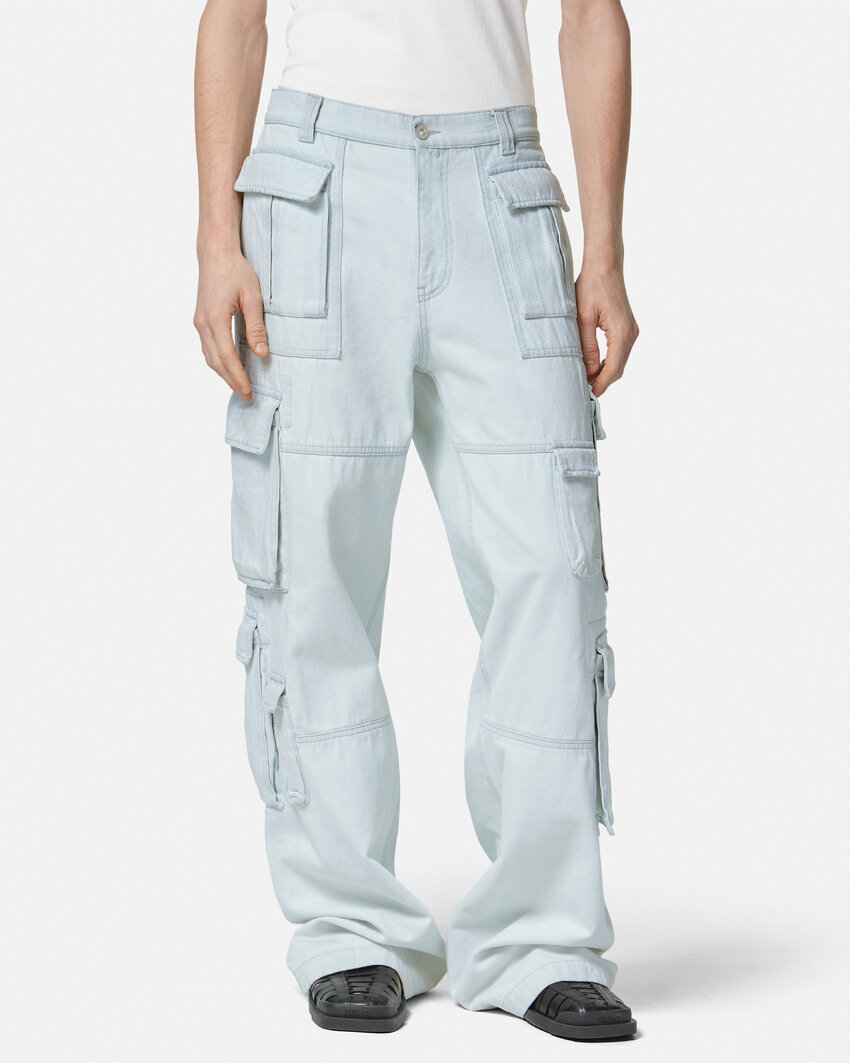 Versace Men's Cargo Jeans In White