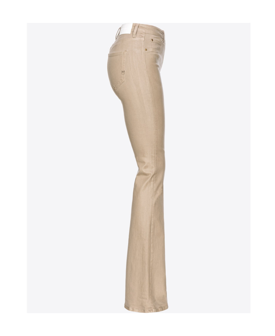 Shop Pinko Coated Flared Jeans In Nude