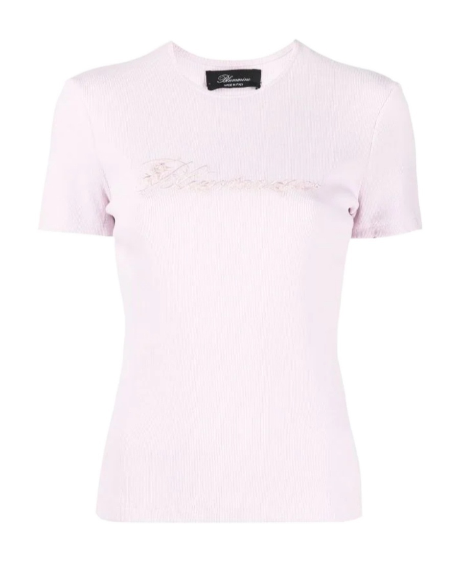 Blumarine Logo Embroidered T-shirt In Pink