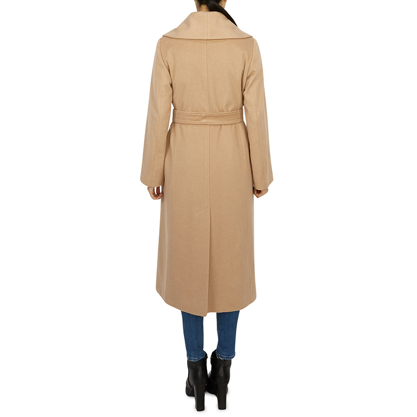 Max Mara Tailored Beige Wool Coat With Classic Lapels In Nude