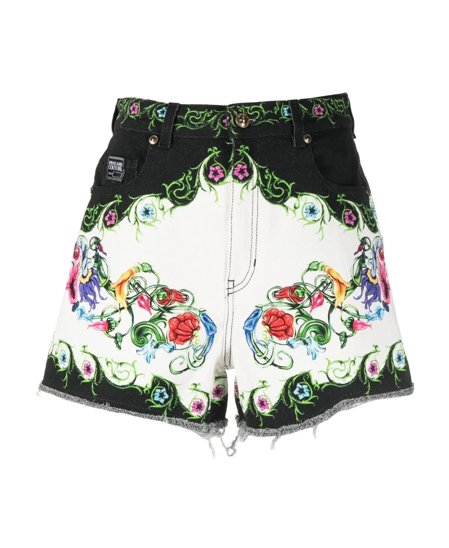 Versace Jeans Baroque-print Short Shorts In White