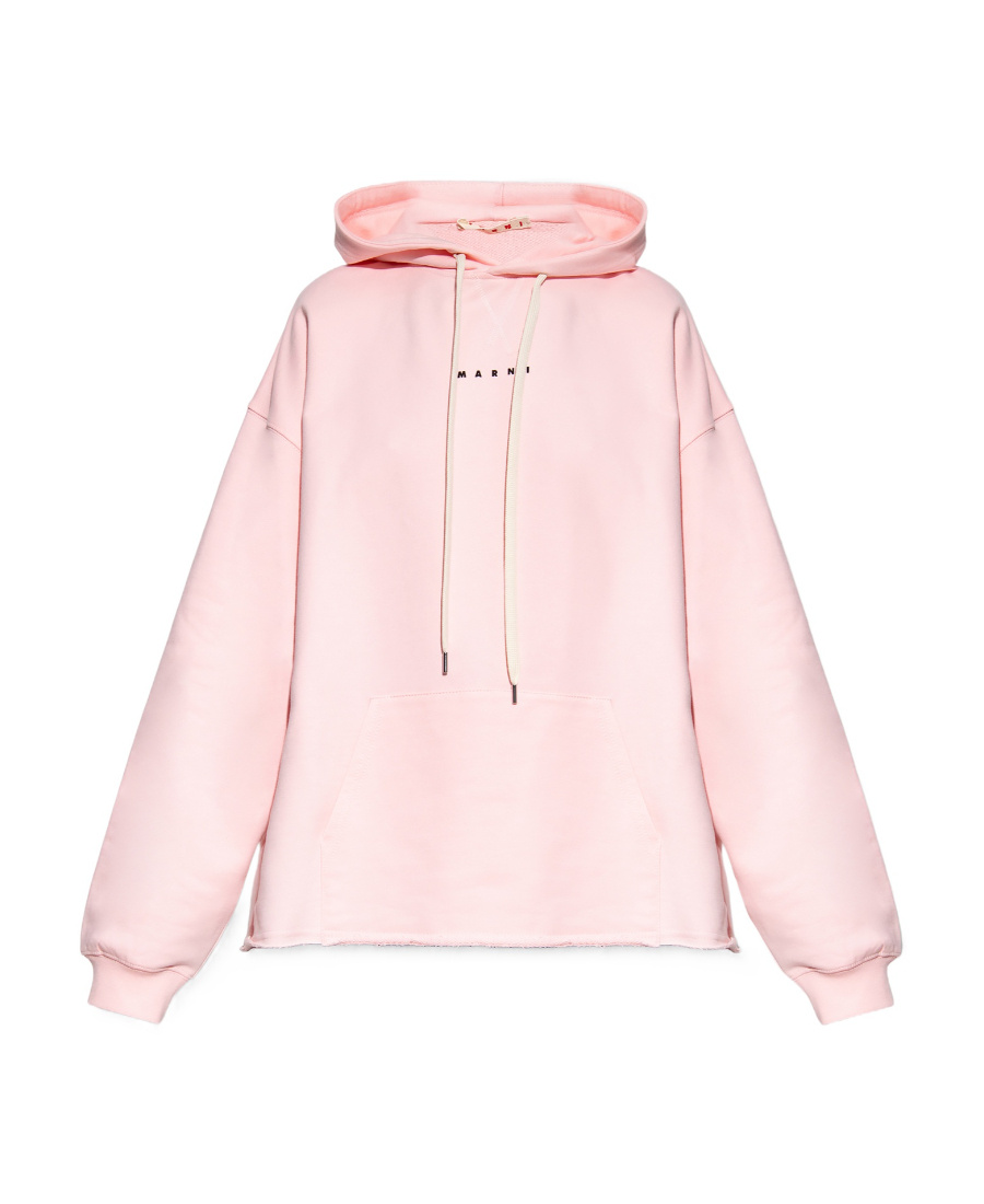 Marni Relaxed Fit Pink Hoodie With Adjustable Drawstring And Kangaroo Pocket In Pink