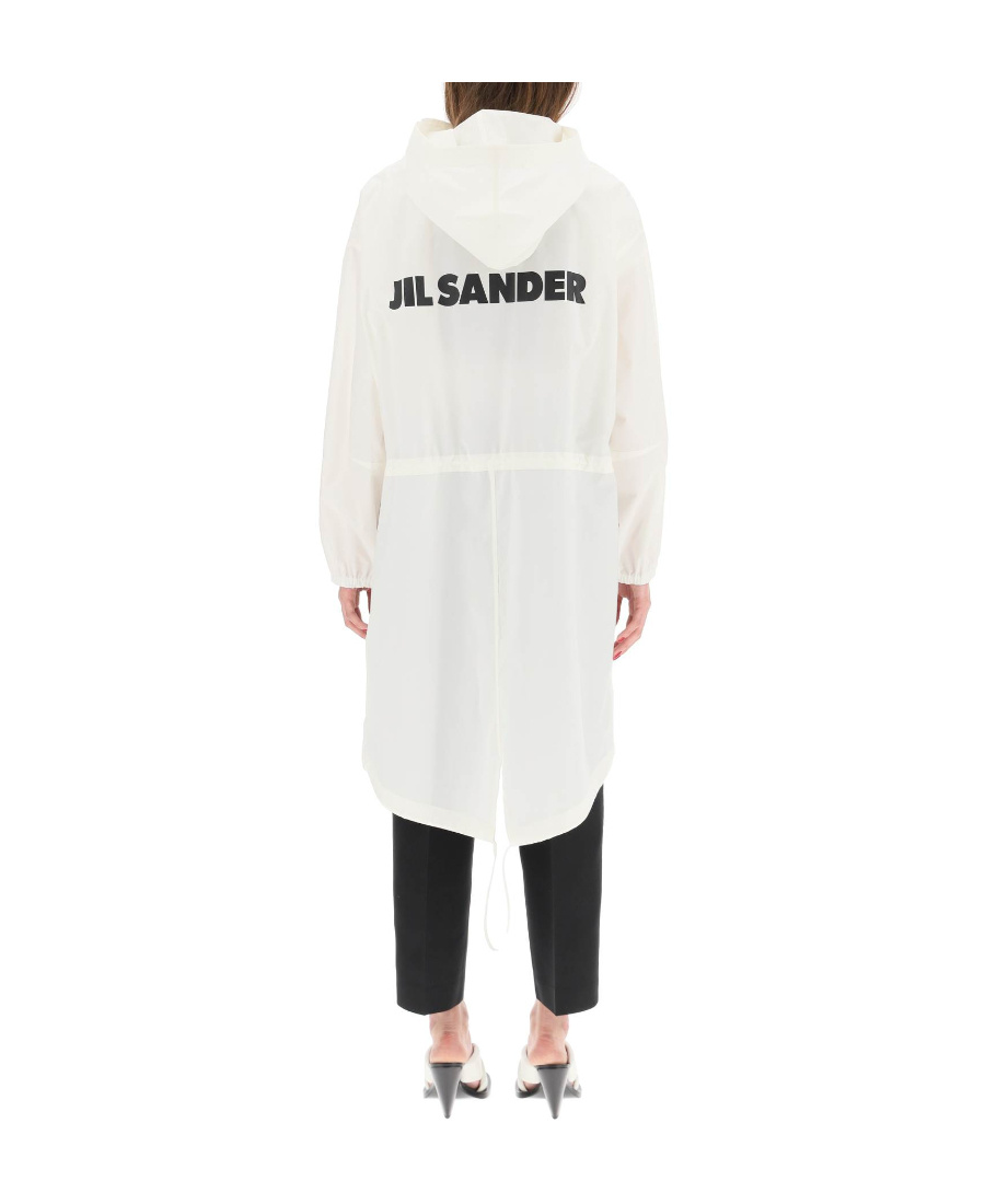 Jil Sander Oversize Hooded Coat In White