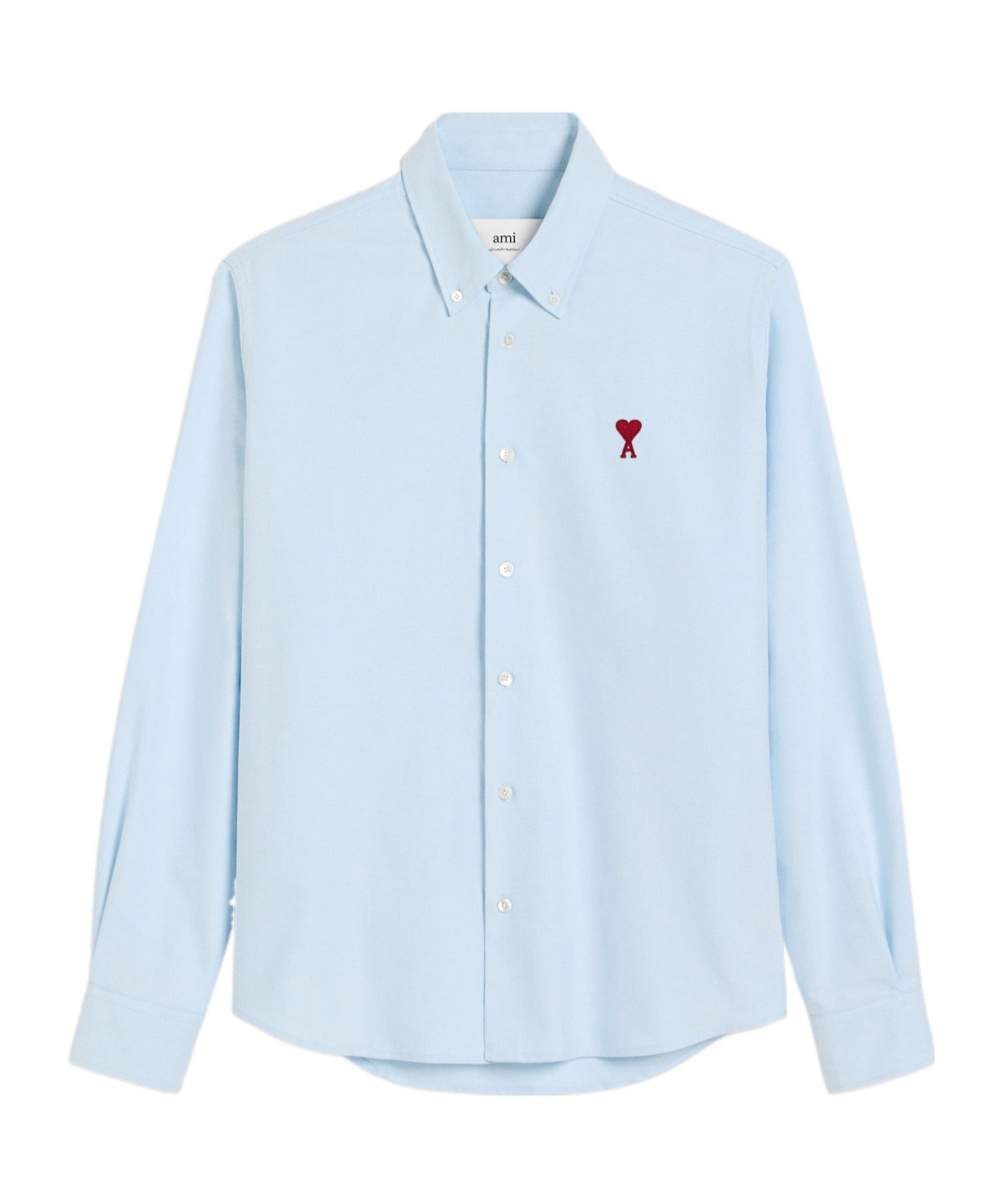 Ami Alexandre Mattiussi Adc Button-down Collar Logo-embroidered Striped Cotton Oxford Shirt In Blue