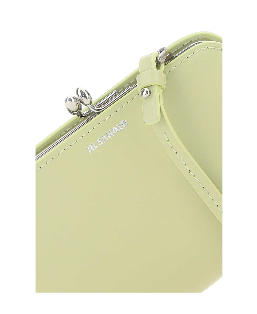 Jil Sander Pastel Green Leather Micro Goji Crossbody Bag In Green