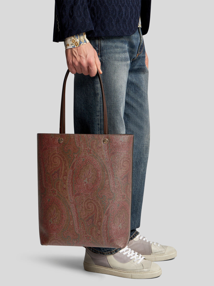 Etro Paisleyprint Opentop Tote Bag In Brown
