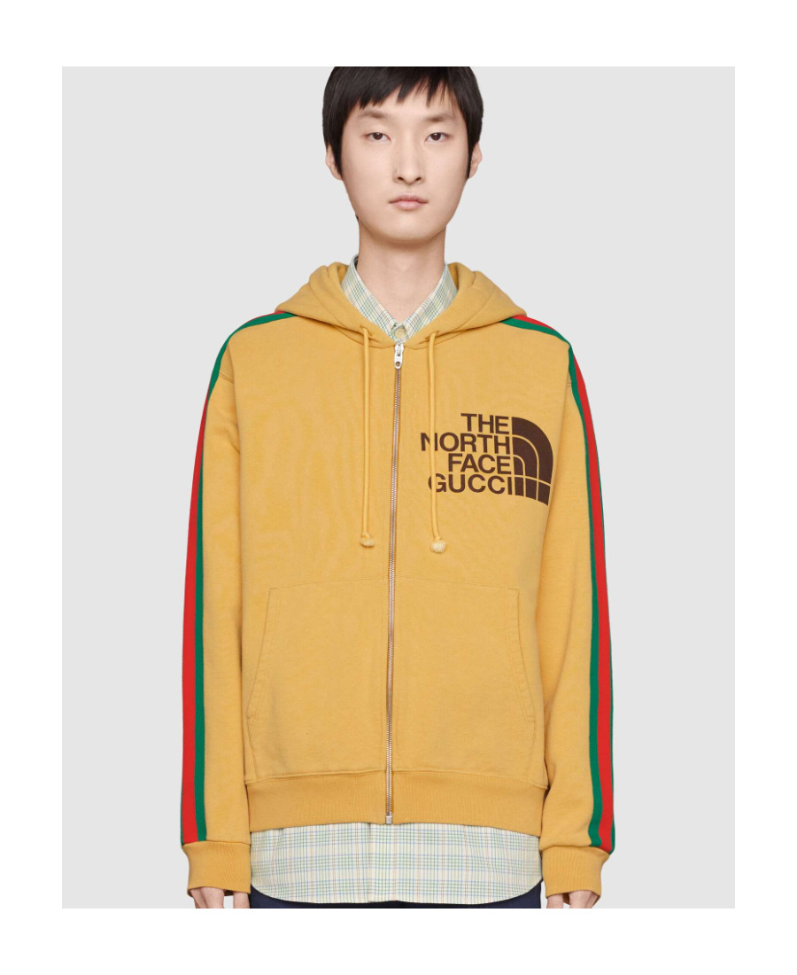 Gucci X The North Face The North Face X Gucci Co-branded Collection Of Webbing Printed Casual Jackets In Yellow