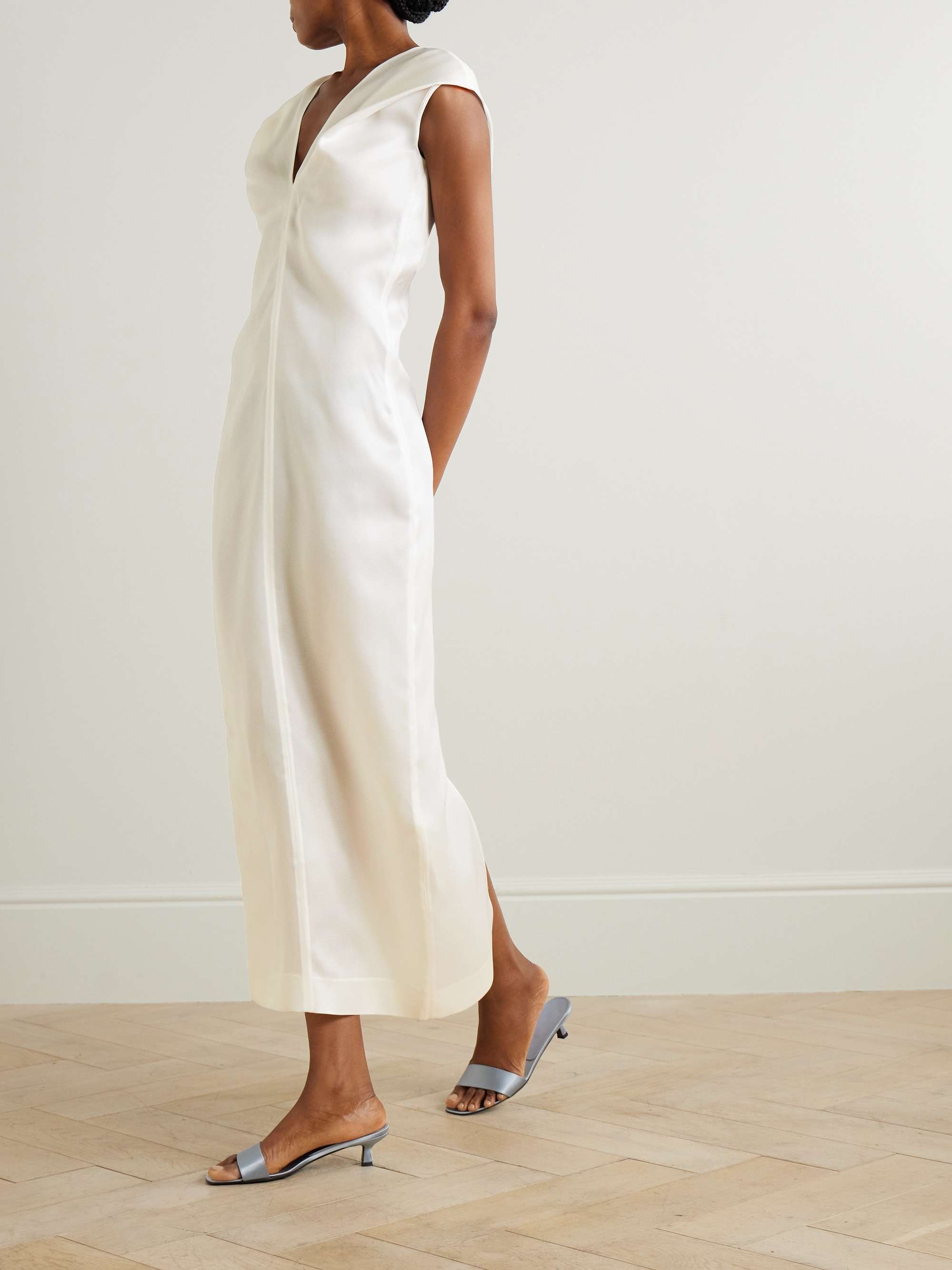 Khaite The Ima Silk Dress In White
