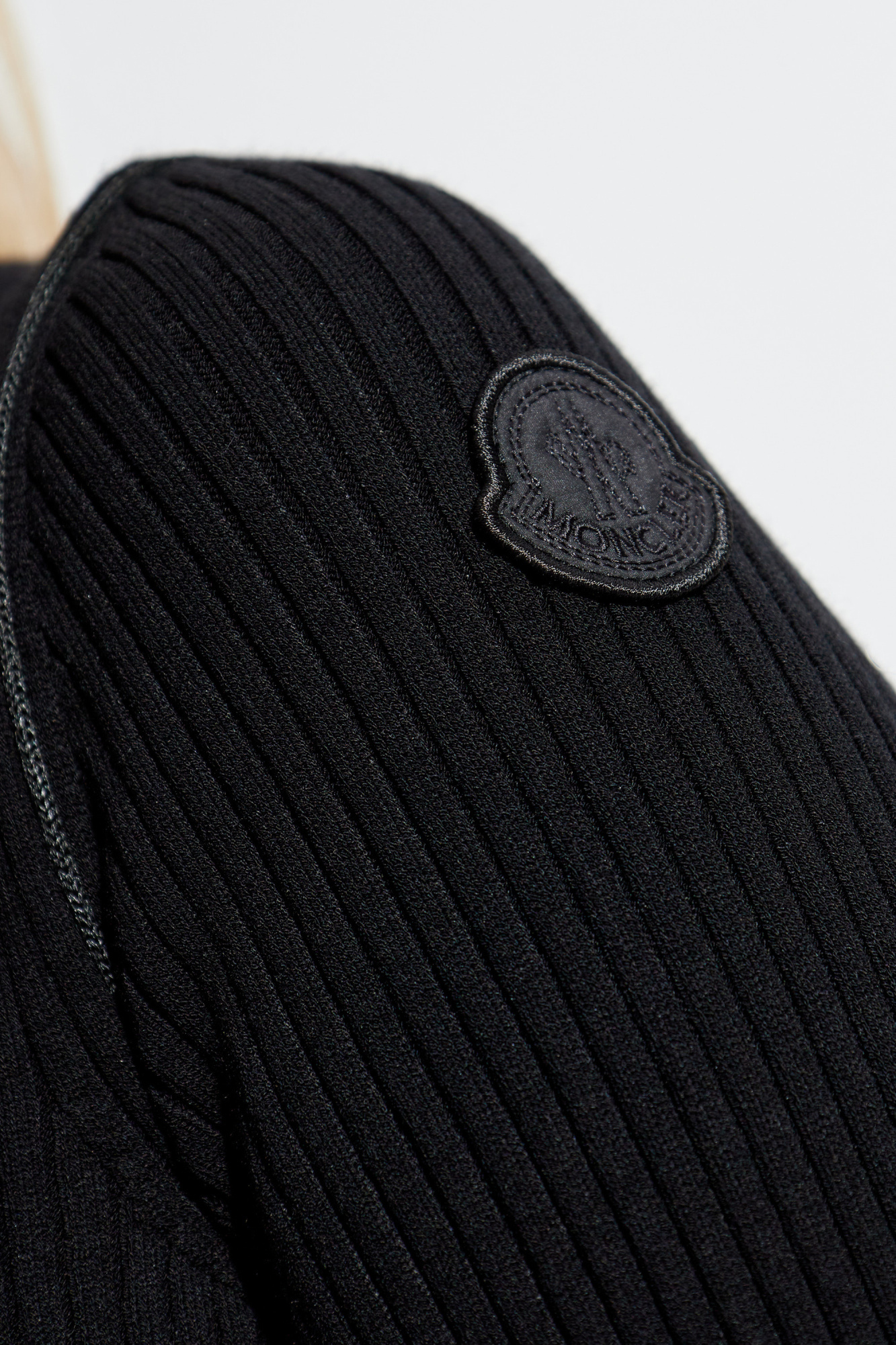 Moncler Half-zip Knit Crepe Midi Dress In Black