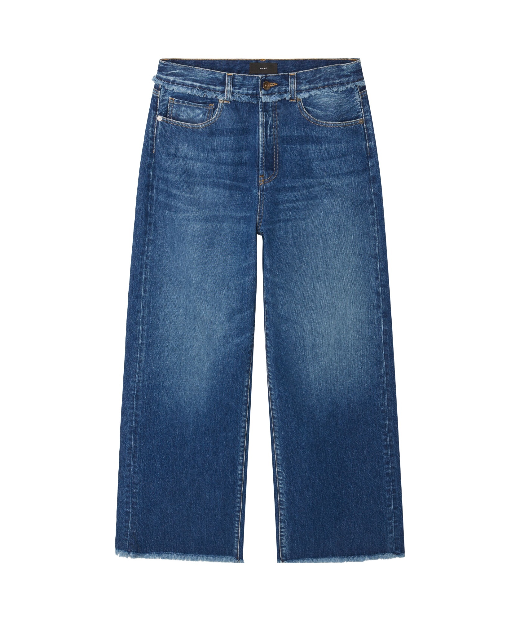 Alanui Fringed Wide Leg Jeans In Blue