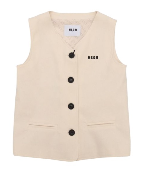 Msgm Brushed Viyella Over Gilet Girl Crema/cr In Nude